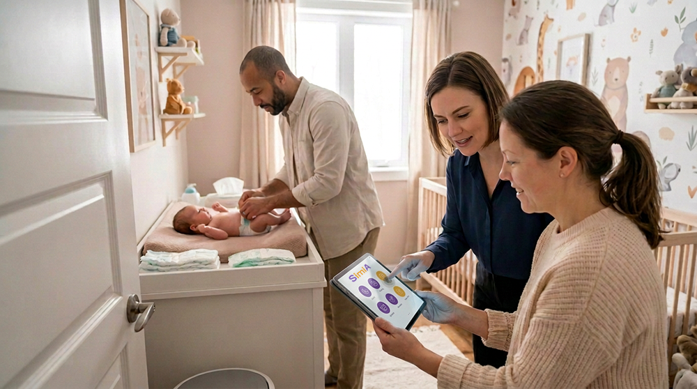 changer la couche d'un bébé